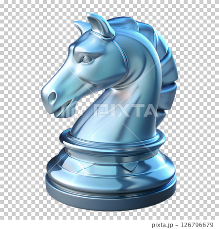 Glossy 3d rendered chess knight, luxury strategy game piece, isolated on transparent background Glossy 3d rendered chess knight, luxury strategy game piece, isolated on transparent background 126796679