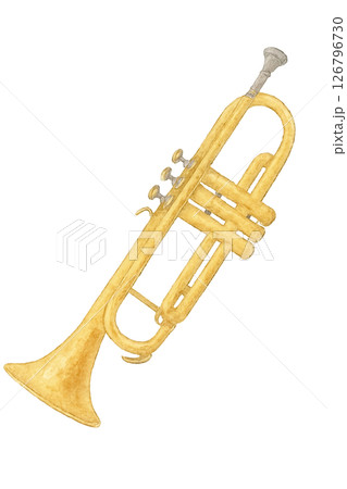 水彩で描かれたトランペット（背景透過） 126796730