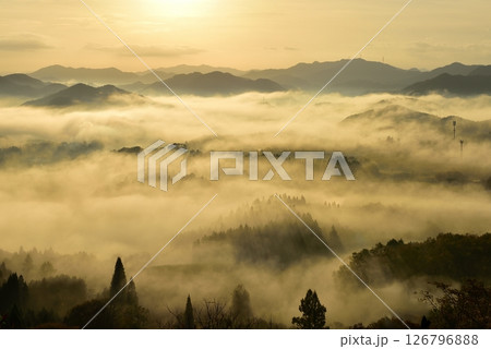 宝山公園展望台からの夜久野高原の雲海 126796888