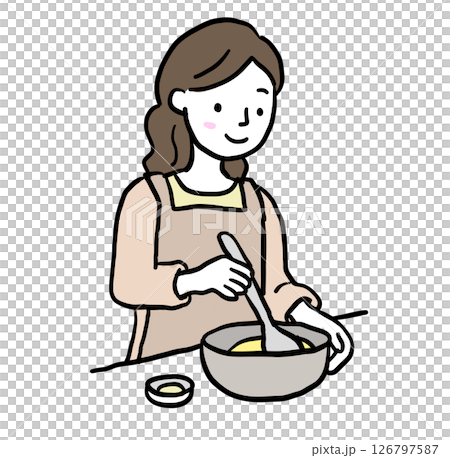 エプロンをして料理をする女性 126797587