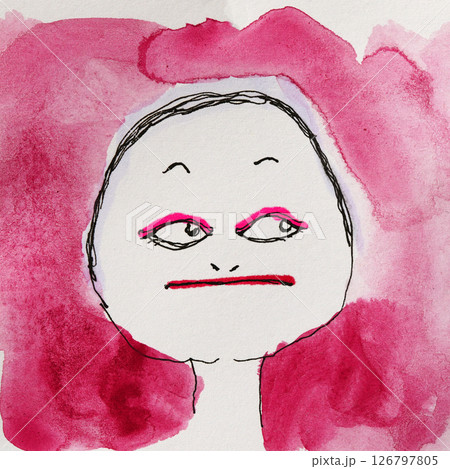 アイシャドウをつけた丸顔の女性 126797805