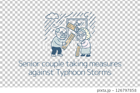 台風に備えるシニア夫婦 126797858
