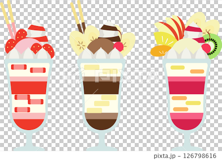 パフェシンプルイラストセット 126798616