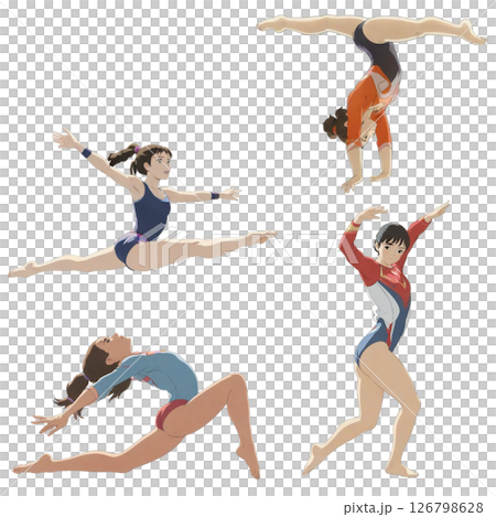 四種女子體操姿勢的透明PNG素材 126798628