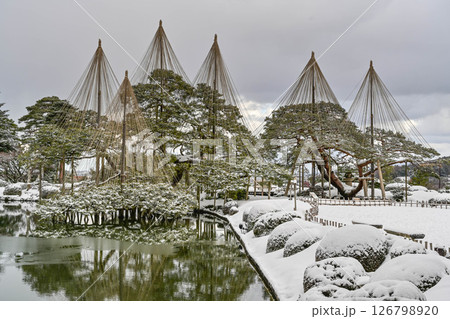 雪景色が美しい兼六園 126798920