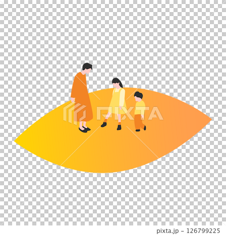 Parents and children playing on fallen leaves Parents and children playing on fallen leaves 126799225