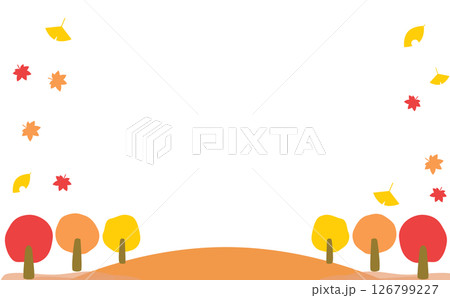 紅葉した木と落ち葉のフレーム 126799227