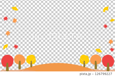 紅葉した木と落ち葉のフレーム 126799227