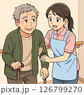 高齢男性が歩くのを介助 126799270