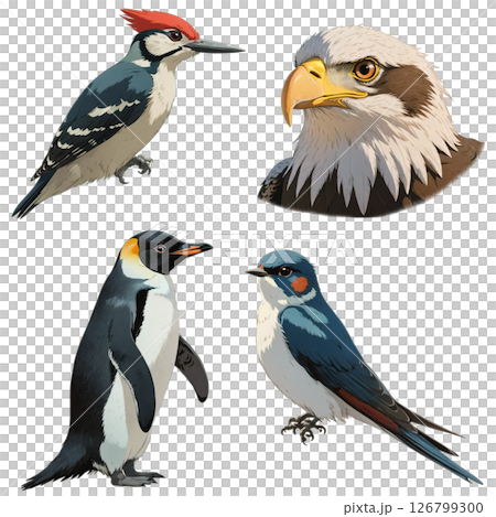 啄木鳥、老鷹、企鵝、燕子透明PNG素材(卡通風格) 啄木鳥、老鷹、企鵝、燕子透明PNG素材(卡通風格) 126799300