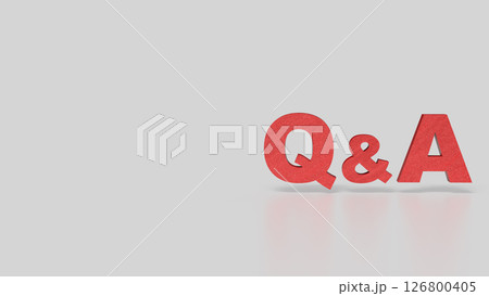 The Red Q&A on white Background 3d Rendering. 126800405