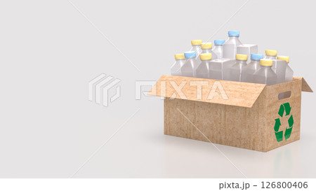 The Plastic bottle in Paper Box for eco or recycle concept 3d Rendering. 126800406