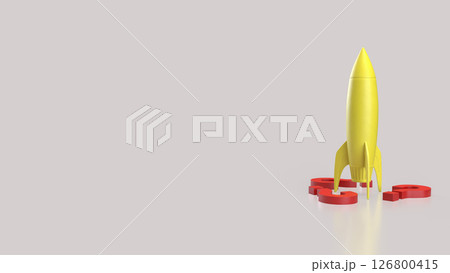 The Yellow rocket and red Question mark for startup concept 3d Rendering. 126800415
