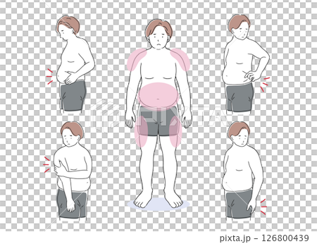 肥満男性のイラストセット 126800439