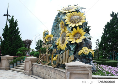Ba Na Hills Da Nang Vietnam 05.21.2025 Danang attractions of Vietnam cable car funicular attractions architecture castles palaces art tourism place for photos blue sky with-white clouds famous place 126800606
