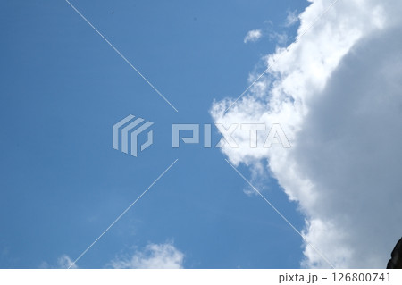 Aerial view of fluffy white clouds in beautiful blue sky 126800741
