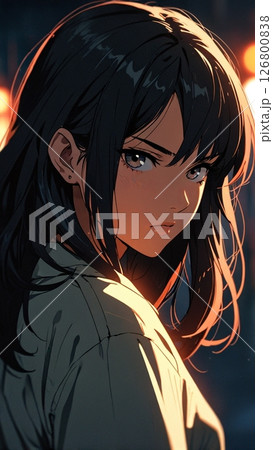 振り返る女性 126800838