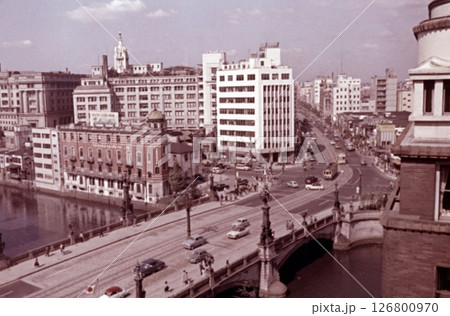古写真　1956年　東京　日本橋のパノラマ 126800970