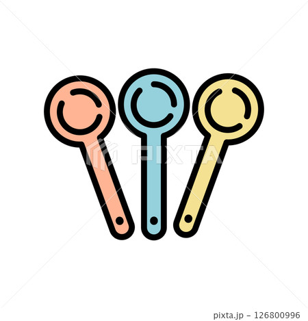 カラフルな計量スプーン3本セットのベクターイラスト|計量スプーン,カラフル,調理器具,キッチン用品, カラフルな計量スプーン3本セットのベクターイラスト|計量スプーン,カラフル,調理器具,キッチン用品, 126800996