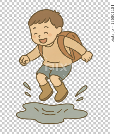 孩子們在水坑裡玩耍 126801181