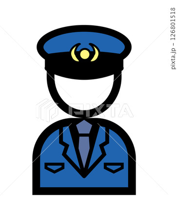 警察官おまわりさんのシンプルなカラーイラストアイコン 警察官おまわりさんのシンプルなカラーイラストアイコン 126801518