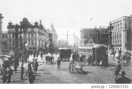 古写真　1923年　東京　日本橋の風景 126801591