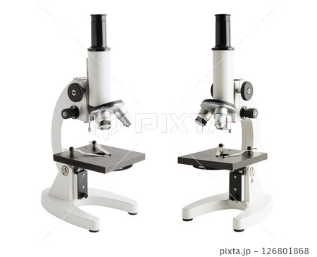 Microscope isolated on white background. 126801868