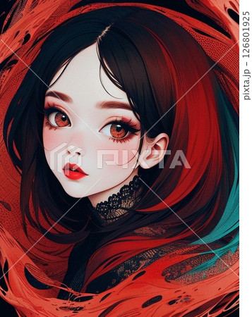 赤色をモチーフにした女性キャラクター 126801925
