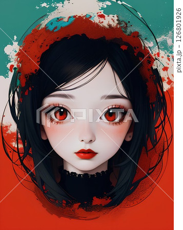 赤色をモチーフにした女性キャラクター 126801926