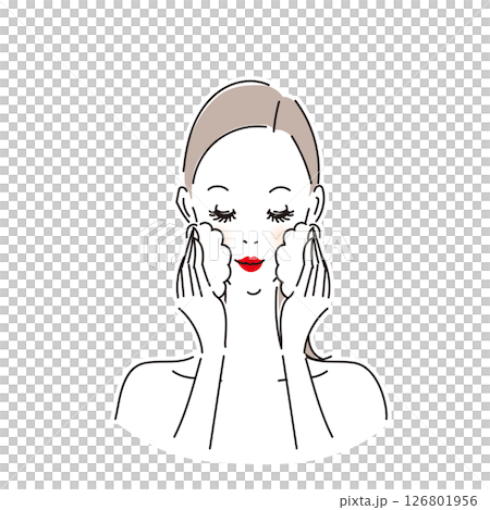 丁寧にスキンケアをする美しい女性 126801956