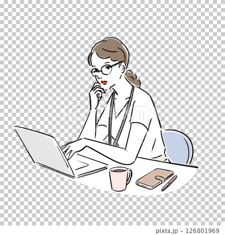 一位戴著眼鏡從事辦公室工作的職業女性 126801969