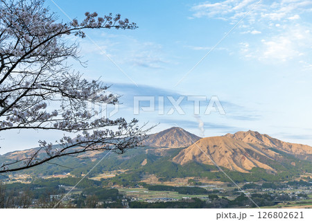 阿蘇山を背景にパノラマ風景　「観音桜公園芝生広場（展望所）から観える絶景」(阿蘇郡南阿蘇村) 126802621