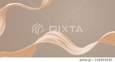 Liquid foundation or cosmetic cream on brown background with copy space 3D render 126803030