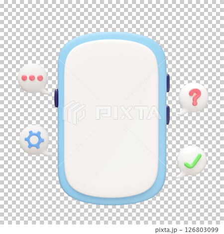 3D mobile phone, smartphone with social media notifications and floating chat bubbles. Ideal for banner designs and social media apps. Cartoon style. Trendy design. 3D mobile phone, smartphone with social media notifications and floating chat bubbles. Ideal for banner designs and social media apps. Cartoon style. Trendy design. 126803099