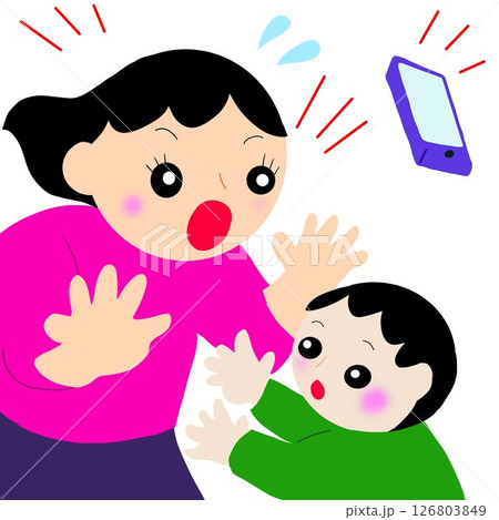 子どもにスマホを触られて落とされる親 126803849