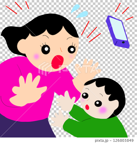 子どもにスマホを触られて落とされる親 126803849