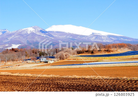 3月の冠雪の浅間山　　　信州の山々　　　信州の風景 126803925