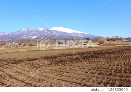 3月の冠雪の浅間山　　　信州の山々　　　信州の風景 126803940