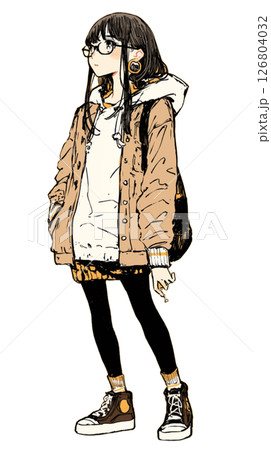 カジュアルなファッションの女の子 126804032