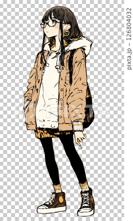 カジュアルなファッションの女の子 126804032