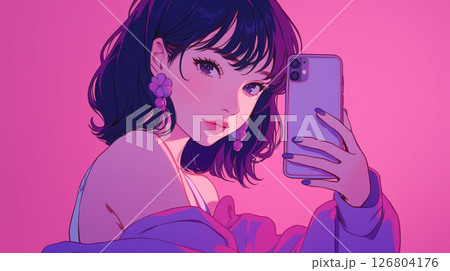 スマホを構える女性 126804176
