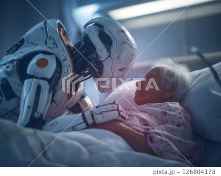 介護をするロボットと老婆 126804178