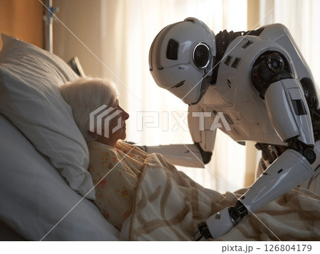 介護をするロボットと老婆 126804179