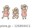 夏の女の子ゆるイラスト 126804411