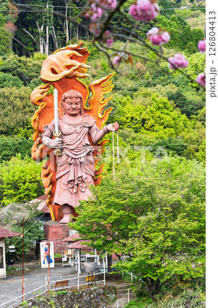 うららかな春日和に映える大不動明王像 「不動尊一心寺の桜(大分県)」 うららかな春日和に映える大不動明王像 「不動尊一心寺の桜(大分県)」 126804413