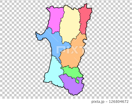 少しゆるい秋田県地図 地域色分け 東北 少しゆるい秋田県地図 地域色分け 東北 126804672