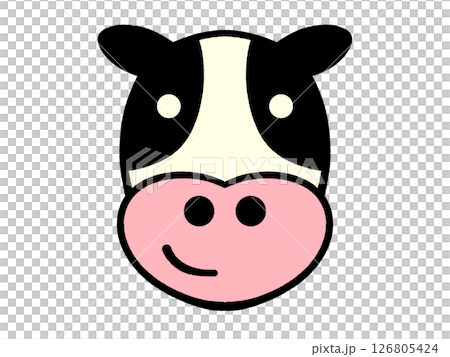 ゆるい牛の顔イラスト素材 126805424