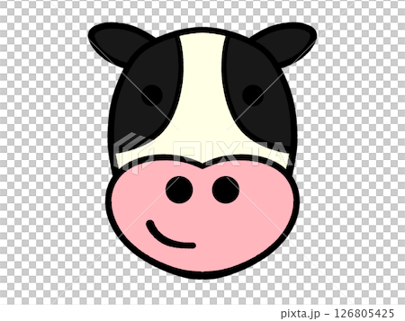 ゆるい牛の顔イラスト素材 126805425