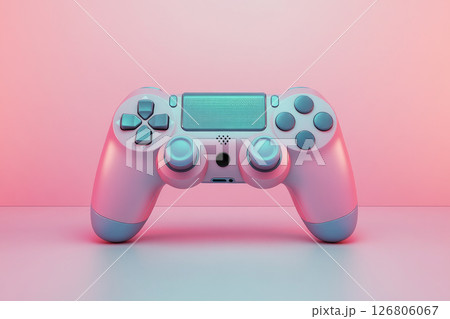 Game stick, Game controller on pink background. Video game console portable, Game concept. 126806067