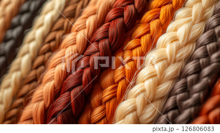 Braid of natural hair close-up. Hair extensions. 126806083
